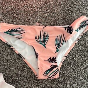 Never Worn Pink Leaf Print Bikini Bottom